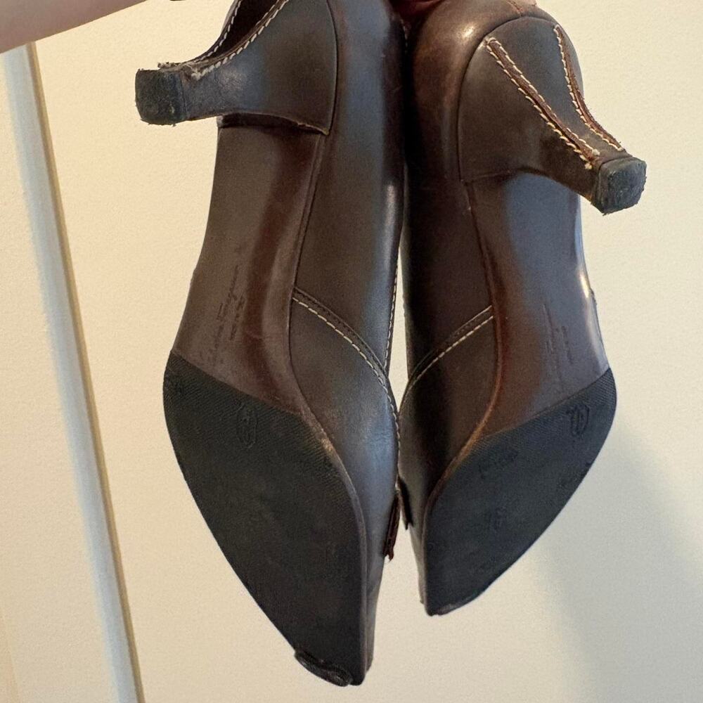 Ferragamo vintage Y2K chocolate brown leather kitten heels sz 8 - Picture 5 of 8